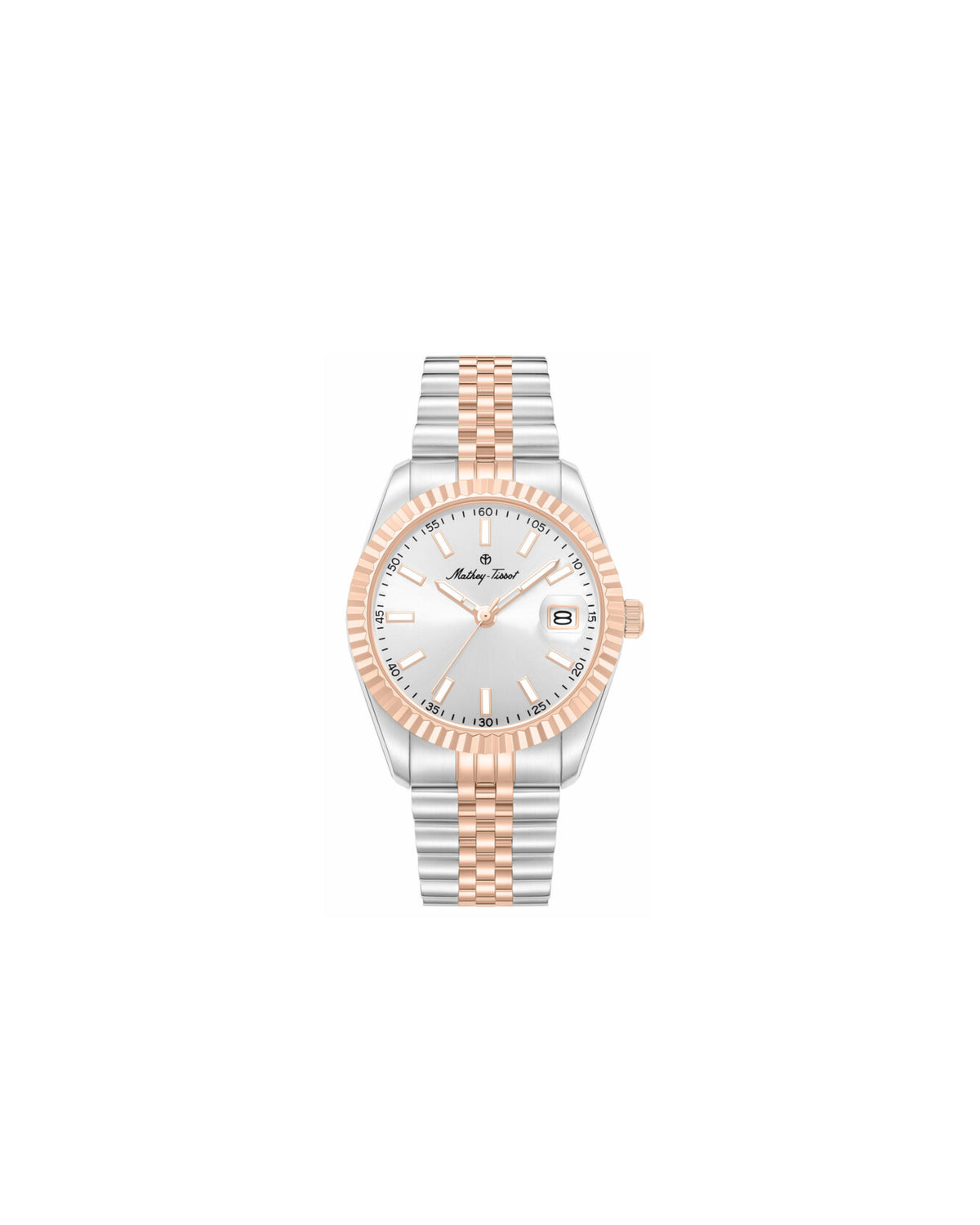 Mathey Tissot Quartz Silver dial with Rose gold and stainless bracelet