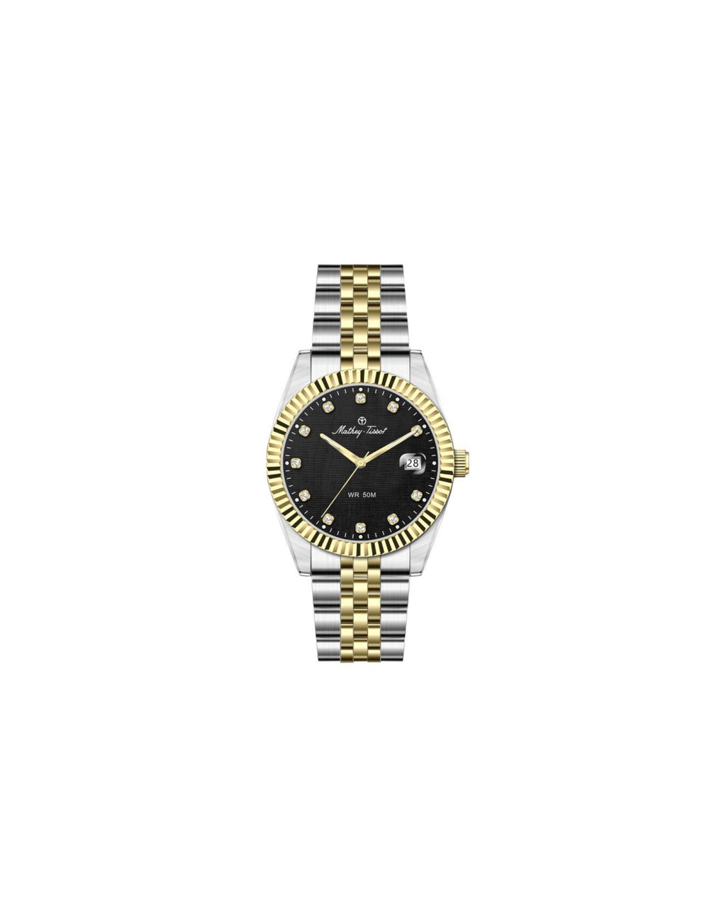 Mathey Tissot Quartz Black dial with Stainless steel and Gold case