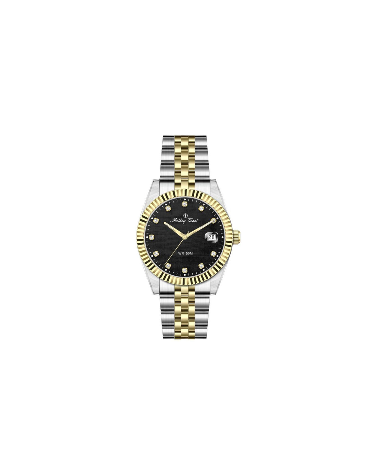Mathey Tissot Quartz Black dial with Stainless steel and Gold case