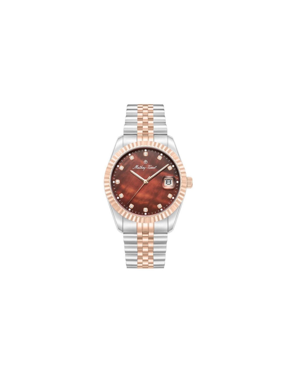 Mathey Tissot Quartz - Brown pearl dial in Rose gold and stainless