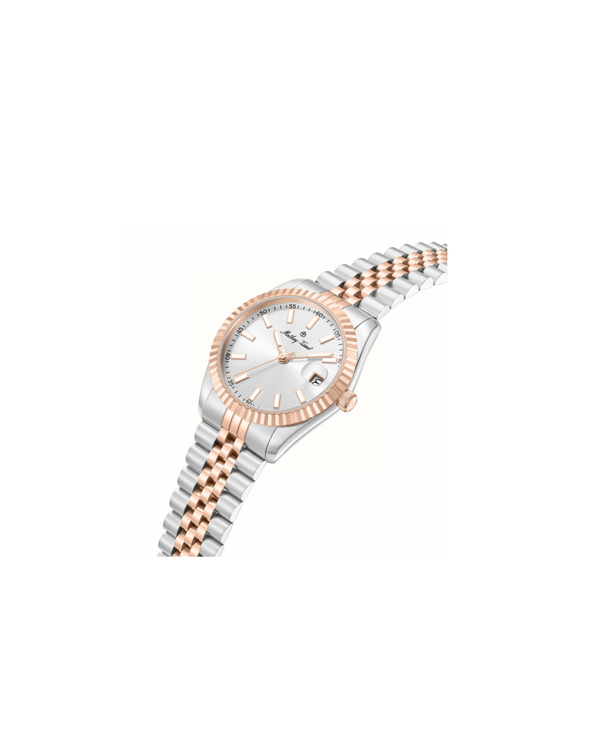 Mathey Tissot Quartz Silver dial with Rose gold and stainless bracelet