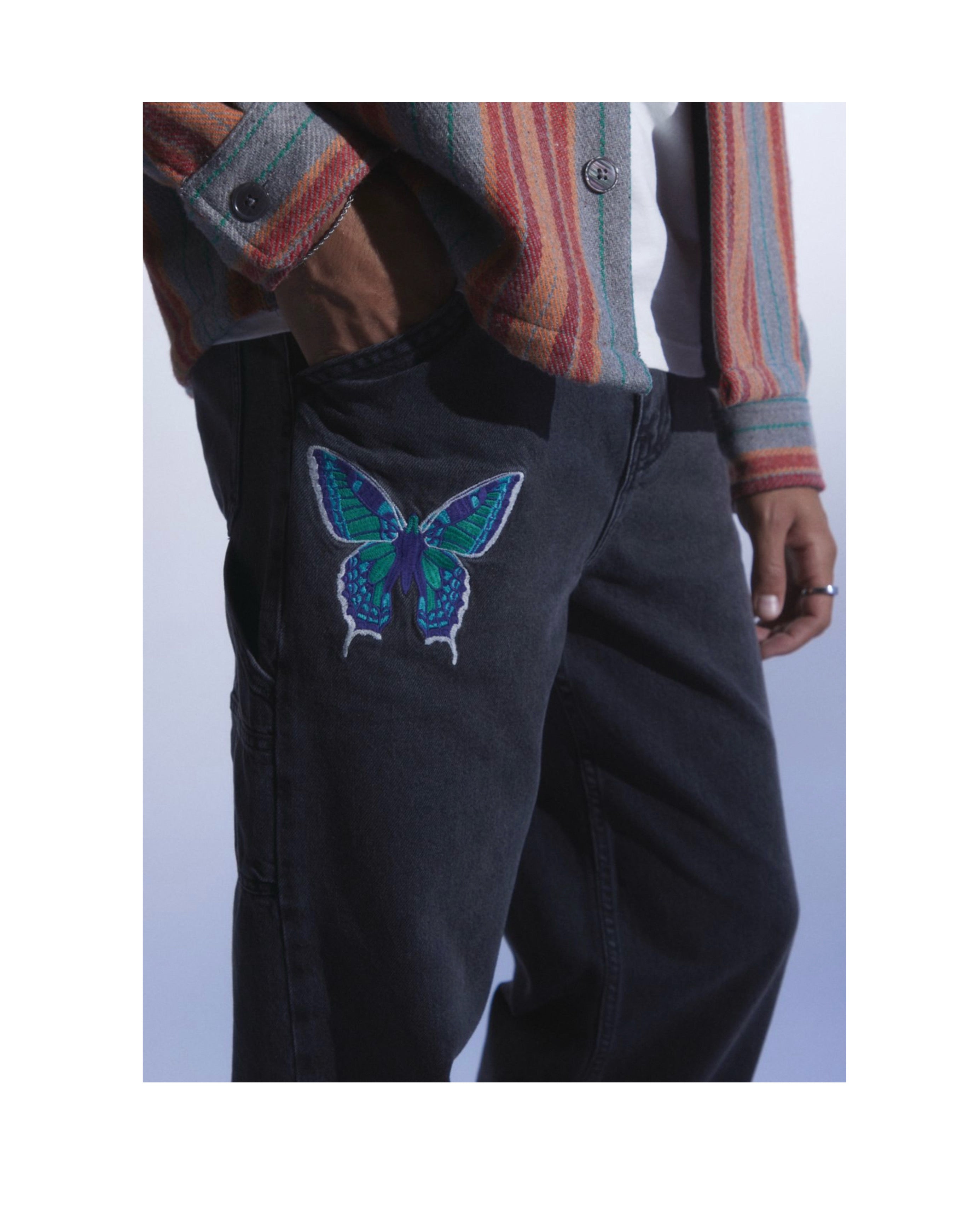 BDG Carpenter Denim Pants “ butterfly embroidery “
