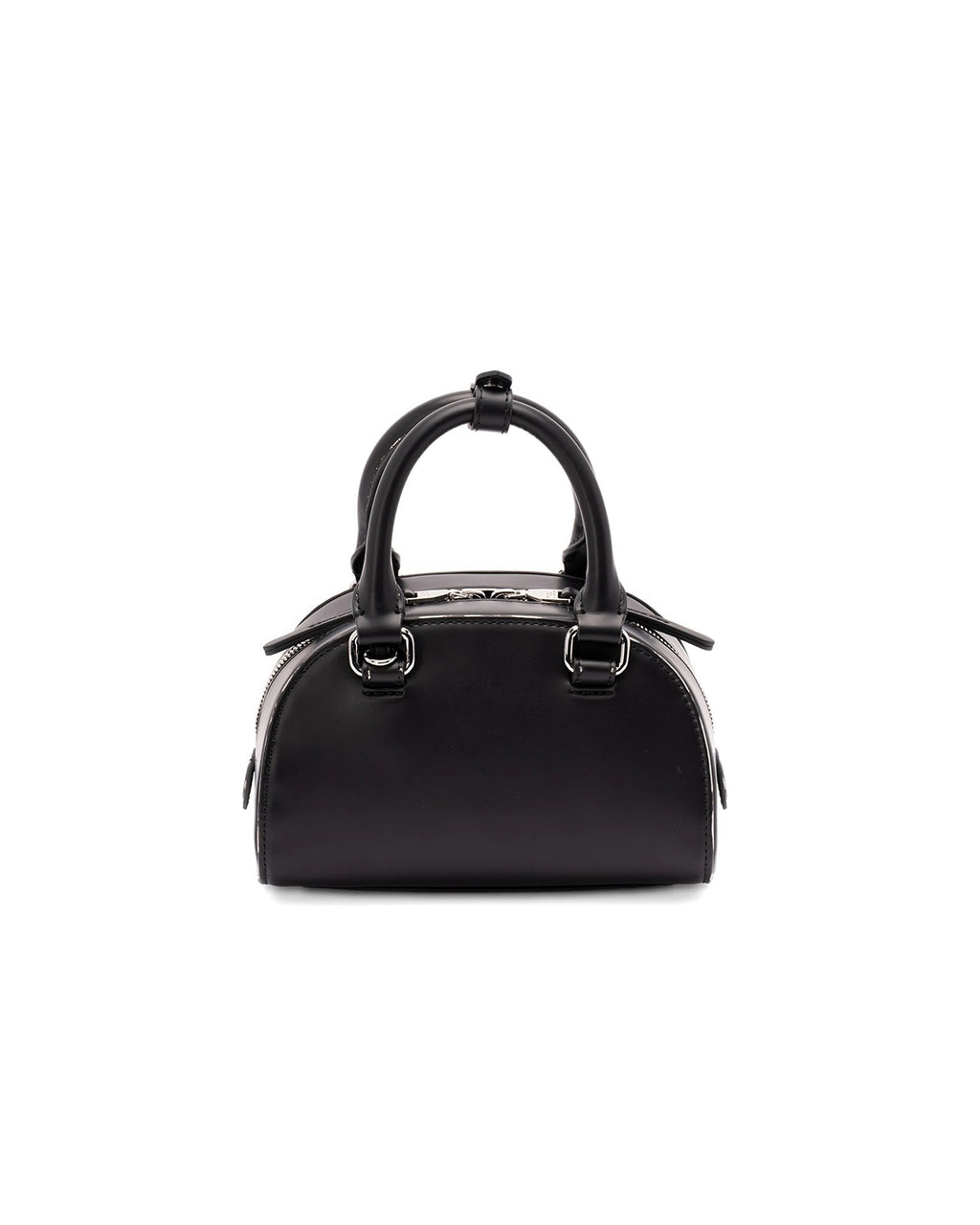 Black handbag on a white background