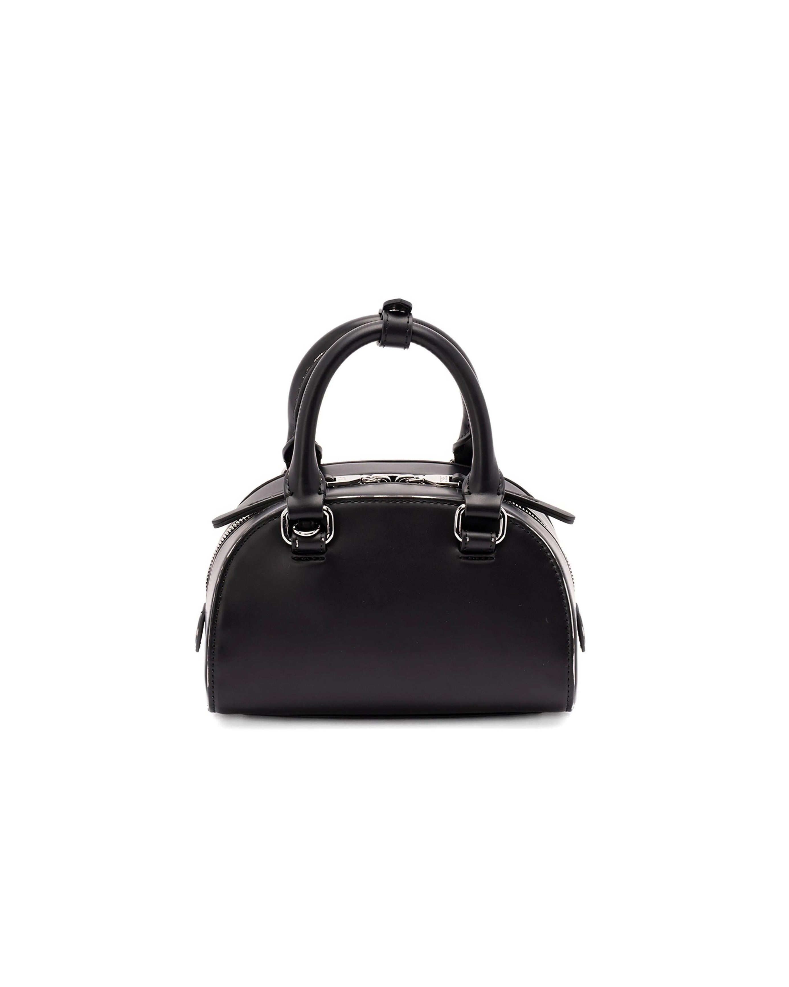 Black handbag on a white background